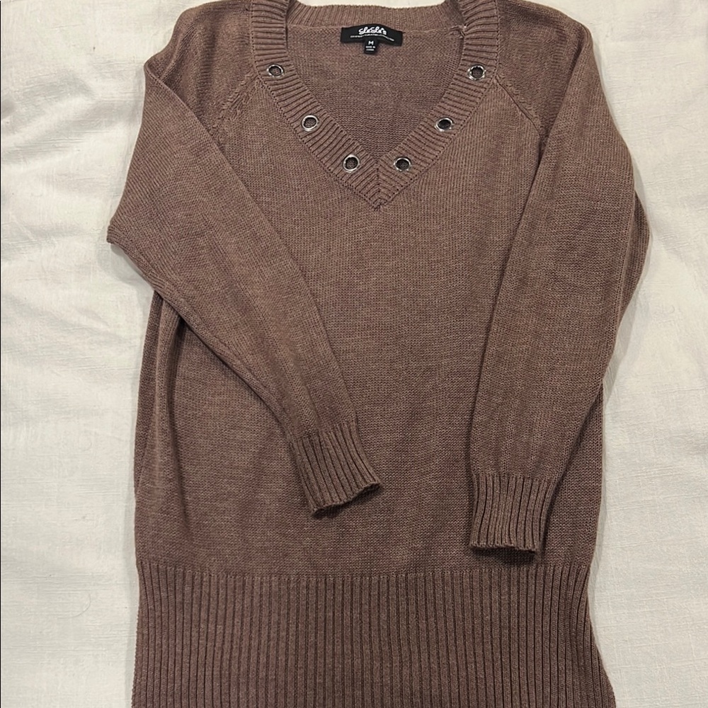 Brown V-Neck Women's Sweater